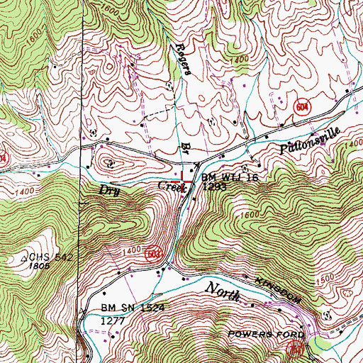 Topographic Map of Rogers Branch, VA