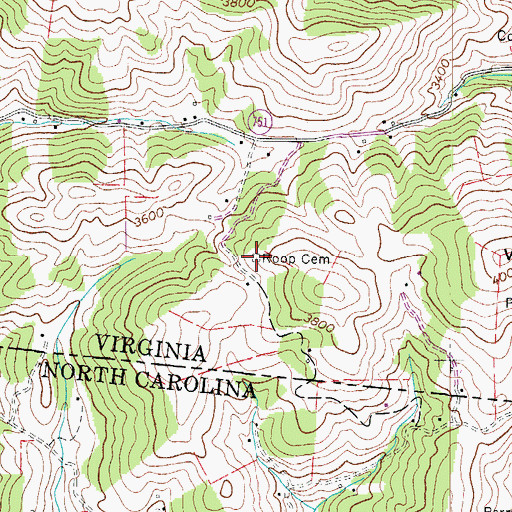 Topographic Map of Roop Cemetery, VA