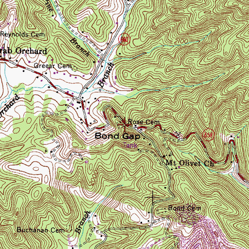 Topographic Map of Rose Cemetery, VA