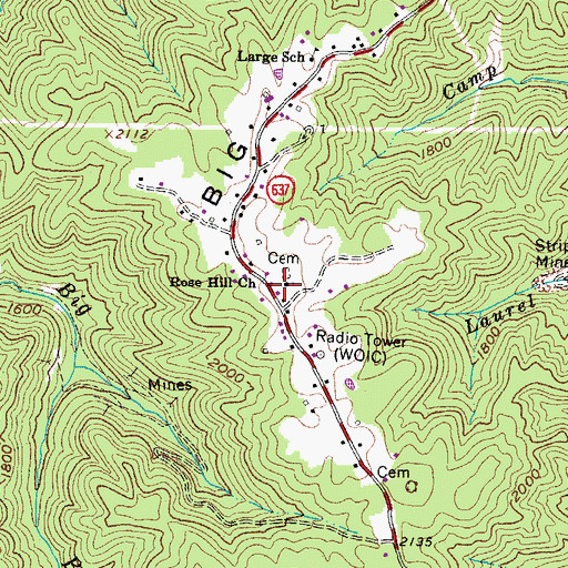 Topographic Map of Rose Hill Church, VA