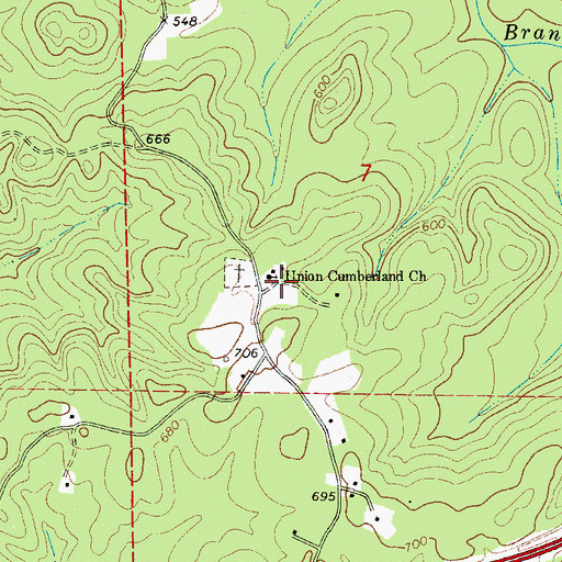 Topographic Map of Union Cumberland Church, AL