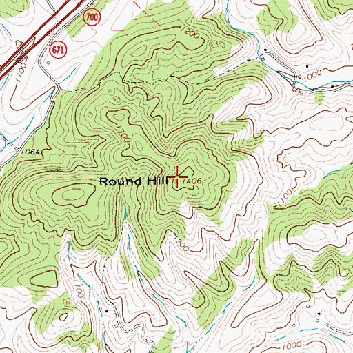 Topographic Map of Round Hill, VA