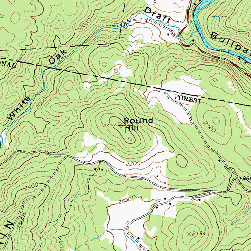 Topographic Map of Round Hill, VA