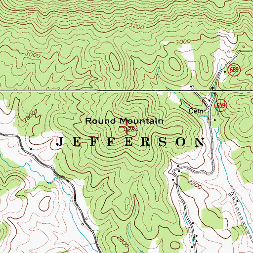 Topographic Map of Round Mountain, VA