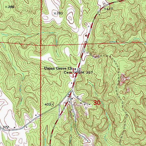 Topographic Map of Union Grove Cemetery, AL