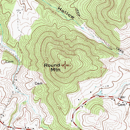 Topographic Map of Round Mountain, VA