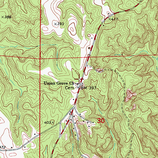 Topographic Map of Union Grove School (historical), AL