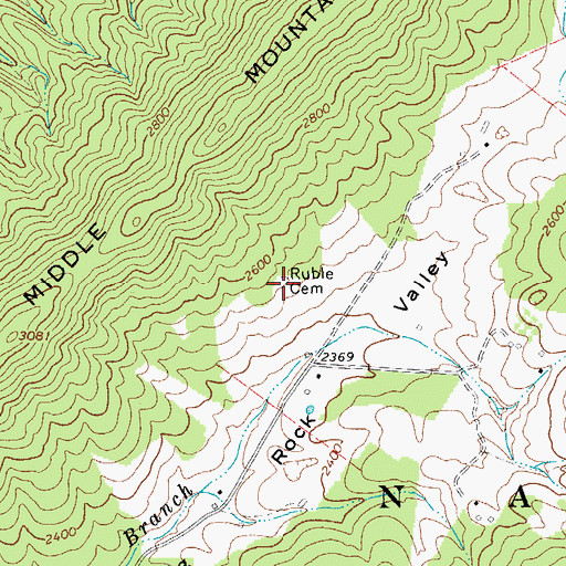 Topographic Map of Ruble Cemetery, VA