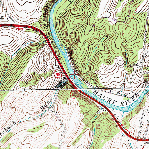Topographic Map of Rubush Run, VA