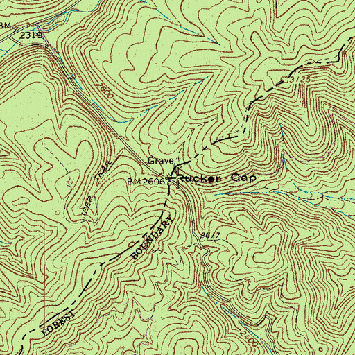 Topographic Map of Rucker Gap, VA