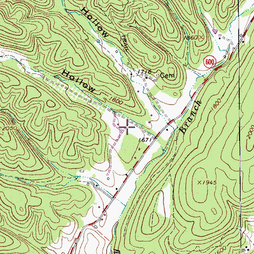 Topographic Map of Rucker Hollow, VA