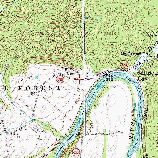 Topographic Map of Rudisill Cemetery, VA