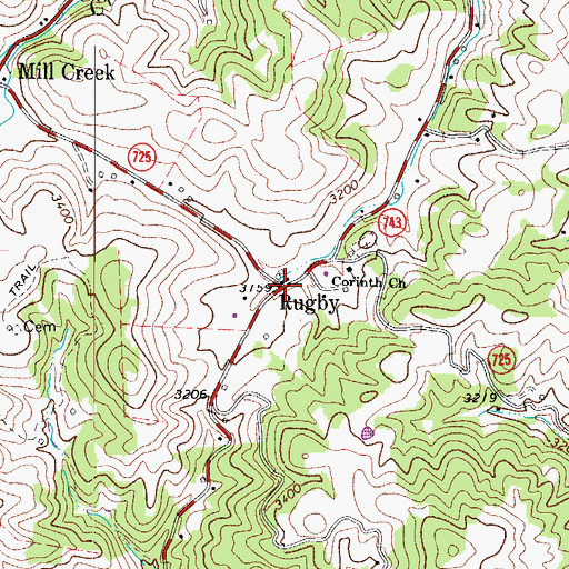 Topographic Map of Rugby, VA