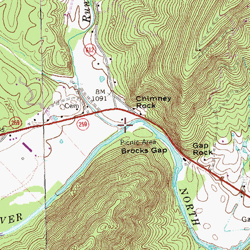 Topographic Map of Runion Creek, VA