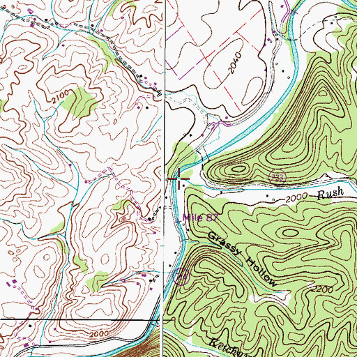 Topographic Map of Rush Creek, VA