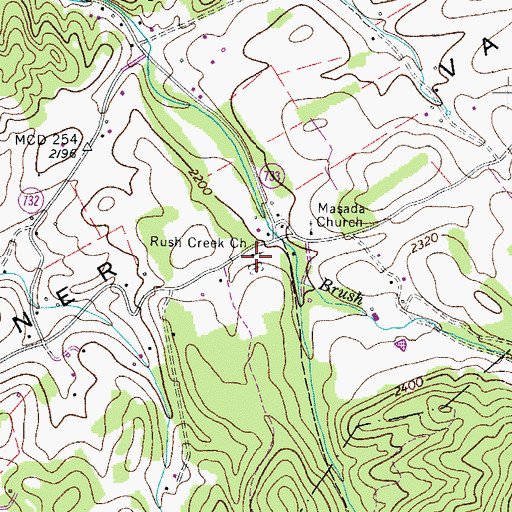 Topographic Map of Rush Creek Church, VA