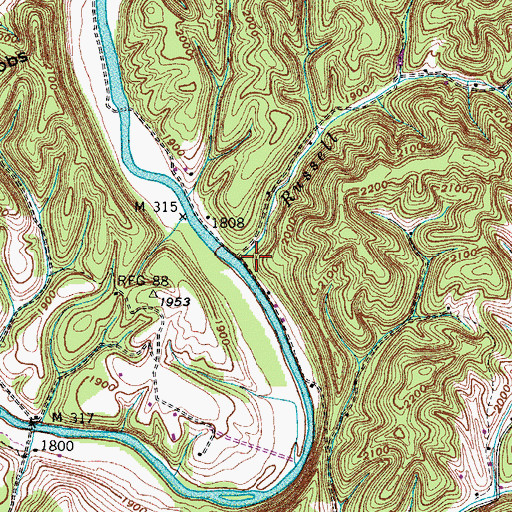 Topographic Map of Russell Branch, VA
