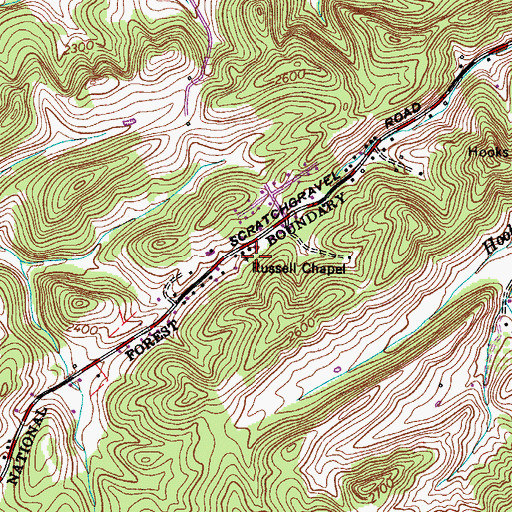 Topographic Map of Russell Chapel, VA