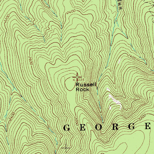 Topographic Map of Russell Rock, VA