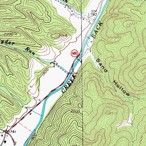 Topographic Map of Ryder Run, VA