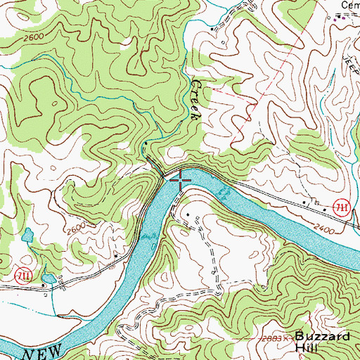 Topographic Map of Saddle Creek, VA