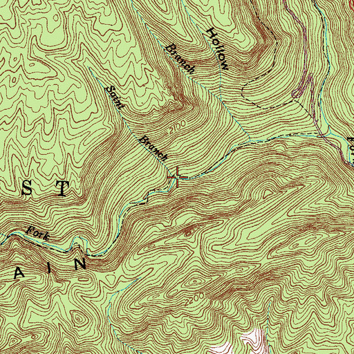Topographic Map of Saint Branch, VA