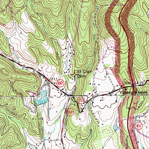 Topographic Map of Saint Clair Cemetery, VA