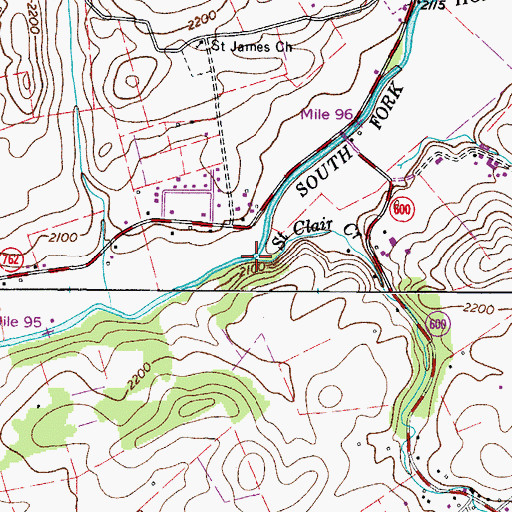 Topographic Map of Saint Clair Creek, VA