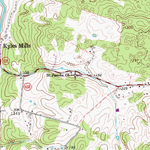 Topographic Map of Saint Jacobs Church, VA