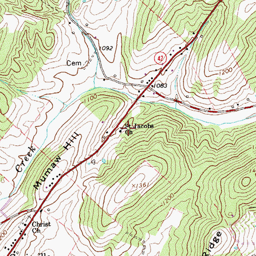 Topographic Map of Saint Jacobs Church, VA
