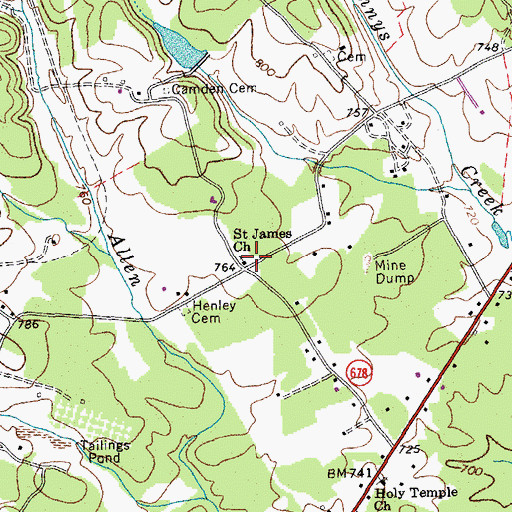 Topographic Map of Saint James Church, VA