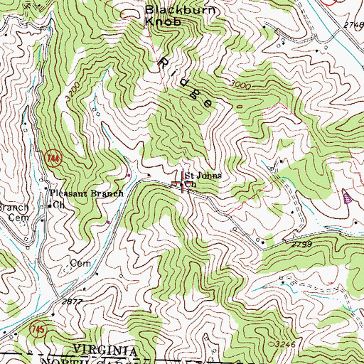 Topographic Map of Saint Johns Church, VA