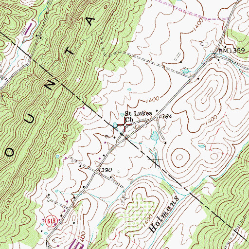 Topographic Map of Saint Lukes Church, VA