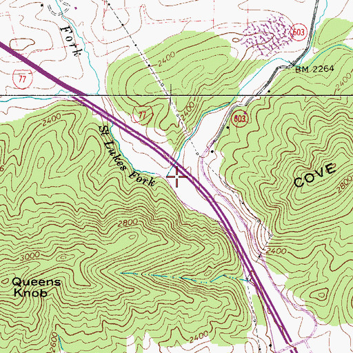 Topographic Map of Saint Lukes Fork, VA