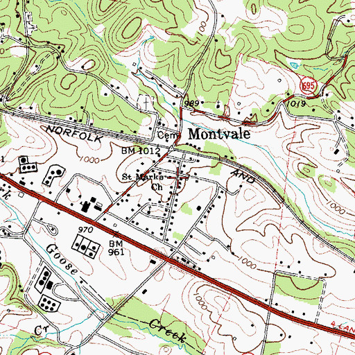 Topographic Map of Saint Marks Church, VA
