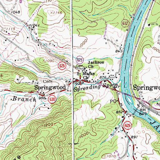 Topographic Map of Saint Marks Church, VA