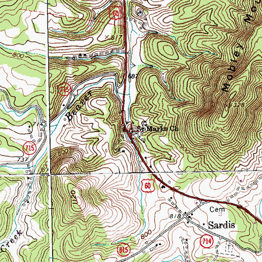 Topographic Map of Saint Mark Baptist Church, VA