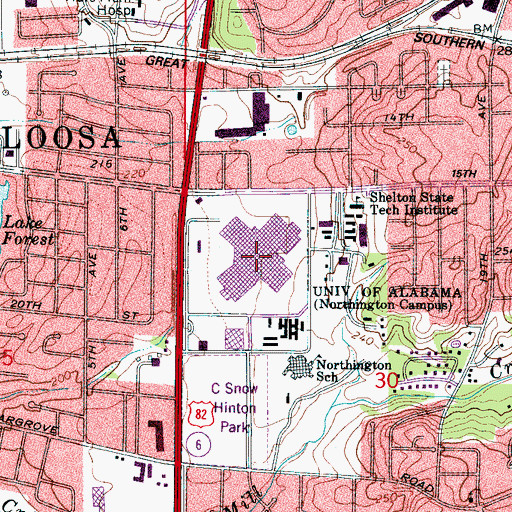 Topographic Map of University Mall Shopping Center, AL