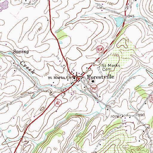 Topographic Map of Saint Marks Church, VA