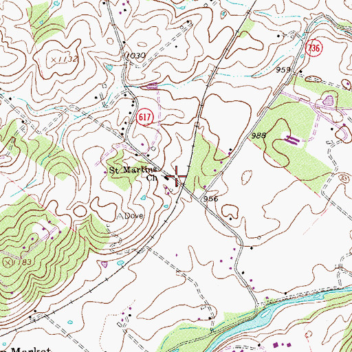 Topographic Map of Saint Martins Church, VA