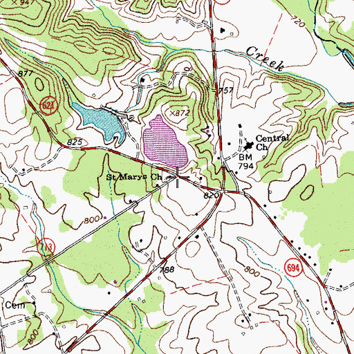 Topographic Map of Saint Mary Baptist Church, VA