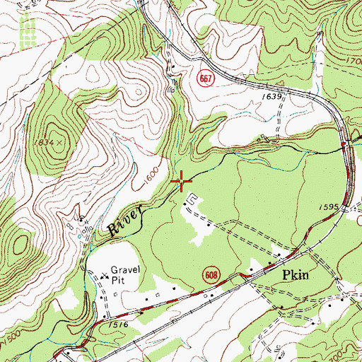 Topographic Map of Saint Marys River, VA