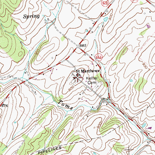 Topographic Map of Saint Matthews Church, VA