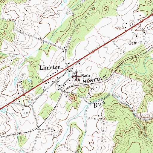 Topographic Map of Saint Pauls Church, VA