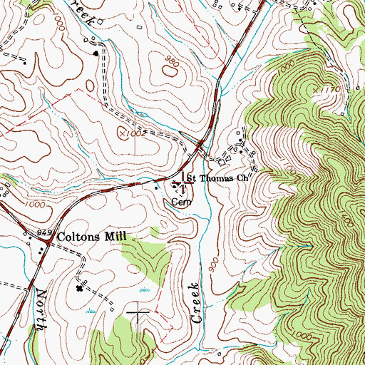 Topographic Map of Saint Thomas Church, VA