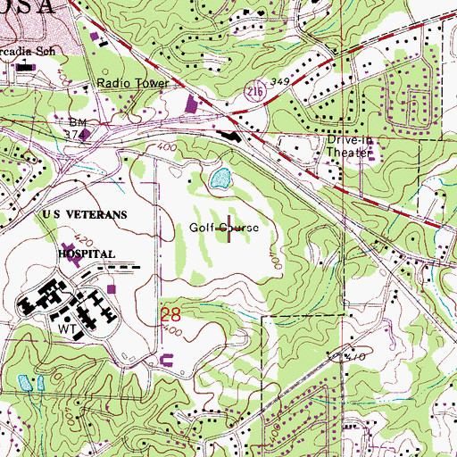 Topographic Map of University of Alabama Golf Course (historical), AL