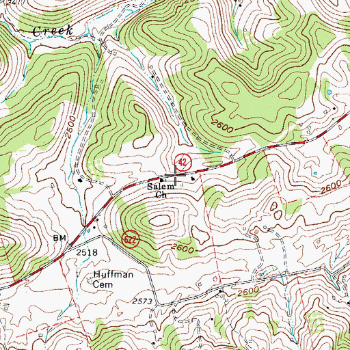 Topographic Map of Salem Church, VA