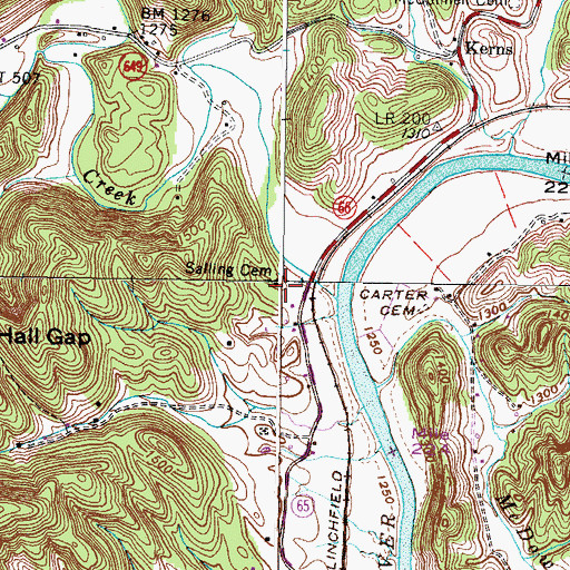 Topographic Map of Salling Cemetery, VA