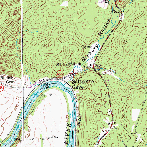 Topographic Map of Saltpetre Cave, VA