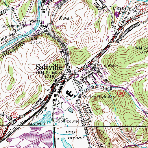 Topographic Map of Saltville, VA